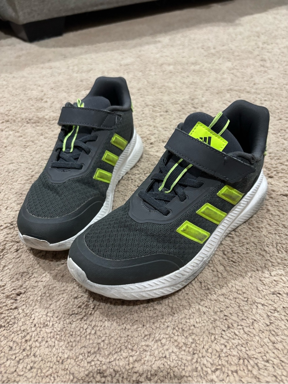 adidas Kids Black & Neon Yellow Athletic Sneakers